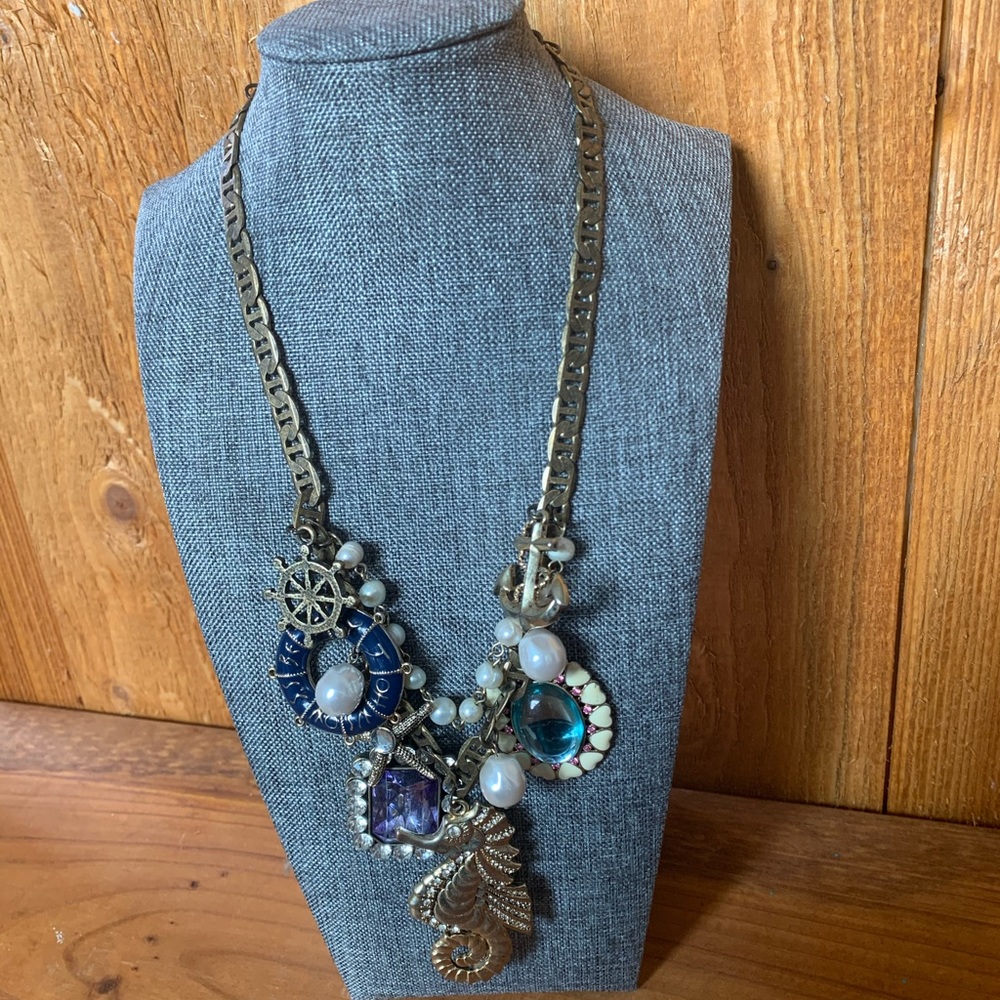 Retired Betsey Johnson Vintage Nautical/Seahorse Necklace